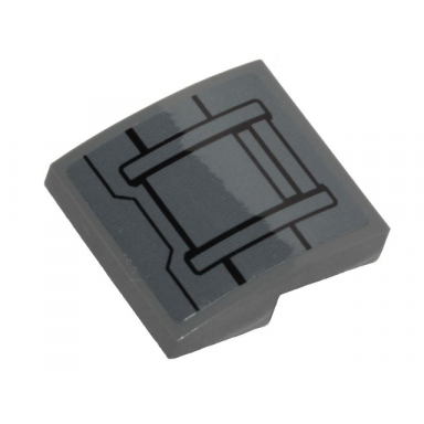 dark bluish gray slope curved 2 x 2 x 2 3 with black ace tie interceptor hull plates pattern sticker - set 75242