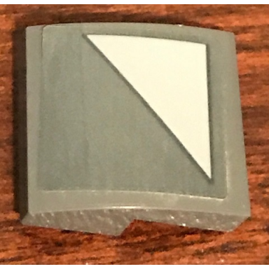 dark bluish gray slope curved 2 x 2 x 2 3 with sw light bluish gray triangle pattern model left side sticker - set 75158