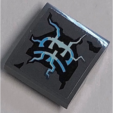 dark bluish gray slope curved 2 x 2 x 2 3 with stone and energy pattern sticker - set 70356
