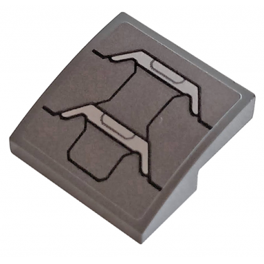 dark bluish gray slope curved 2 x 2 x 2 3 with hull plates pattern sticker - set 76124