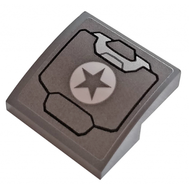 dark bluish gray slope curved 2 x 2 x 2 3 with hull plate star in white circle pattern sticker - set 76124