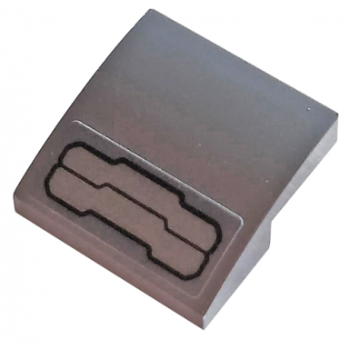 dark bluish gray slope curved 2 x 2 x 2 3 with hull plate pattern angled up sticker - set 76124