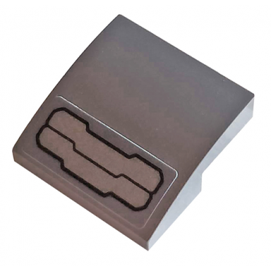 dark bluish gray slope curved 2 x 2 x 2 3 with hull plate pattern angled down sticker - set 76124