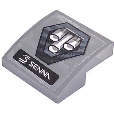 dark bluish gray slope curved 2 x 2 x 2 3 with exhaust pipes and senna pattern sticker - set 75892