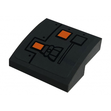 dark bluish gray slope curved 2 x 2 x 2 3 with orange rectangles black rectangle dots and lines pattern sticker - set 75306