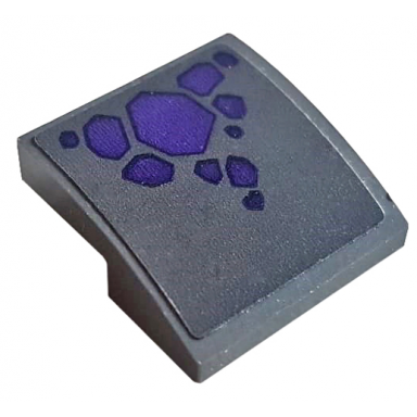 dark bluish gray slope curved 2 x 2 x 2 3 with dark purple lava pattern sticker - set 70359