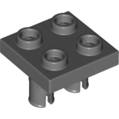 dark bluish gray plate modified 2 x 2 with pins on bottom