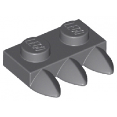 dark bluish gray plate modified 1 x 2 with 3 teeth