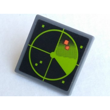 dark bluish gray road sign 2 x 2 square with open o clip with lime radar on computer screen pattern sticker - set 75902