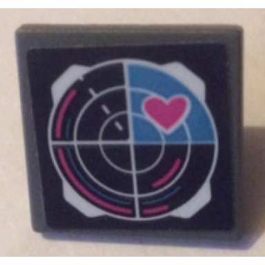 dark bluish gray road sign 2 x 2 square with open o clip with radar and pink heart pattern sticker - set 41333
