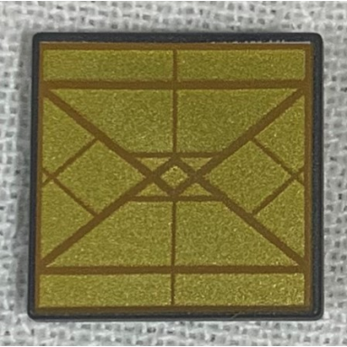 dark bluish gray road sign 2 x 2 square with open o clip with diamond gold triangles pattern