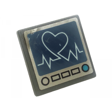 dark bluish gray road sign 2 x 2 square with open o clip with computer screen dark blue heart and heart beat pattern sticker - set 41318