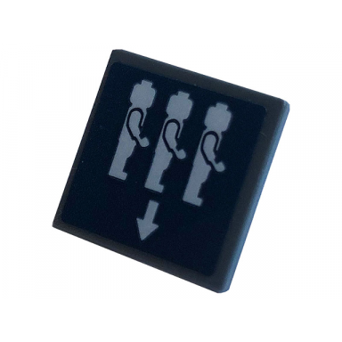 dark bluish gray road sign 2 x 2 square with open o clip with arrow minifigures and queue on dark blue background pattern sticker - set 75937