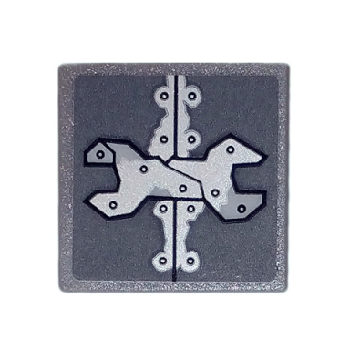 dark bluish gray road sign 2 x 2 square with open o clip with metallic silver wrench and metal rivets pattern sticker - set 70840