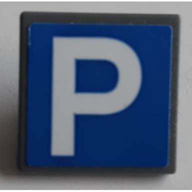 dark bluish gray road sign 2 x 2 square with open o clip with parking pattern sticker - set 60200