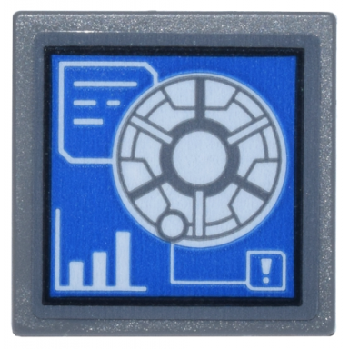 dark bluish gray road sign 2 x 2 square with open o clip with digital display white arc reactor on blue background pattern sticker - set 76269