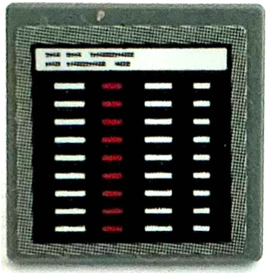 dark bluish gray road sign 2 x 2 square with open o clip with computer screen with red and white lines in black window pattern sticker - set 75883