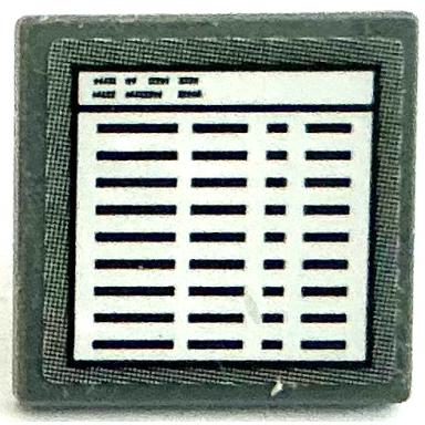 dark bluish gray road sign 2 x 2 square with open o clip with computer screen with black lines in white window pattern sticker - set 75883