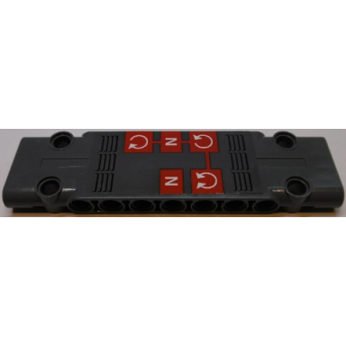 dark bluish gray technic panel plate 3 x 11 x 1 with letter n round arrows and air outlet griiles pattern sticker - set 42055