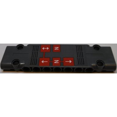 dark bluish gray technic panel plate 3 x 11 x 1 with letter n straight arrows and air outlet grilles pattern sticker - set 42055