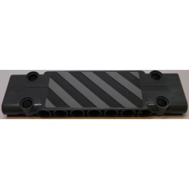 dark bluish gray technic panel plate 3 x 11 x 1 with light bluish gray and dark bluish gray danger stripes pattern sticker - set 42055