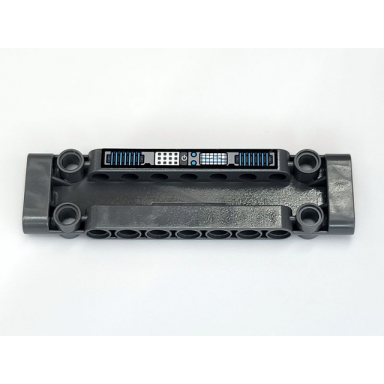 dark bluish gray technic panel plate 3 x 11 x 1 with medium blue and gray control panels pattern sticker - set 42081