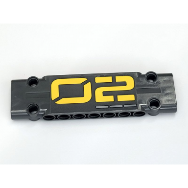 dark bluish gray technic panel plate 3 x 11 x 1 with yellow 02 and 3 gray dashes pattern right sticker - set 42081