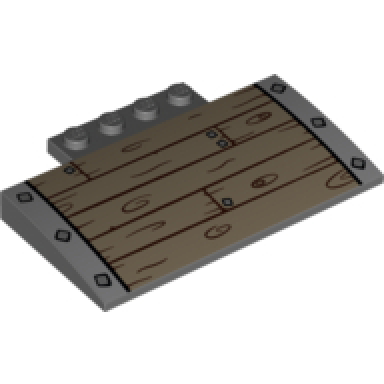 dark bluish gray slope curved 5 x 8 x 2 3 with 4 studs with wood panel drawbridge pattern