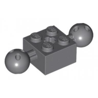 dark bluish gray technic brick modified 2 x 2 with 2 ball joints and axle hole