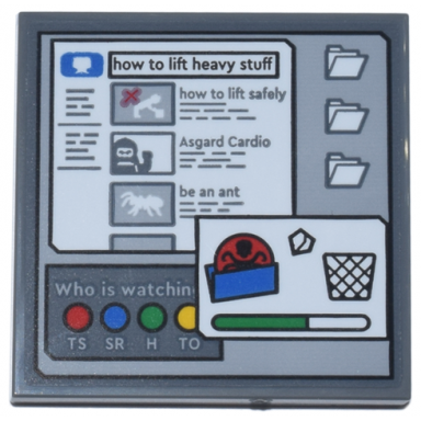 dark bluish gray tile 4 x 4 with computer screen browser search how to lift heavy stuff file folders hydra file and trash bin pattern sticker - set 76269