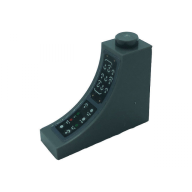 dark bluish gray arch 1 x 3 x 2 inverted with control panels with silver switches and buttons pattern sticker - set 76139