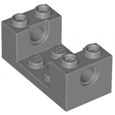 dark bluish gray technic brick 2 x 4 x 1 1 3 with pin holes and 2 x 2 cutout