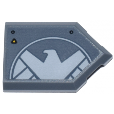 dark bluish gray tile modified 2 x 3 pentagonal with panel with white eagle shield logo pattern model right side sticker - set 76269