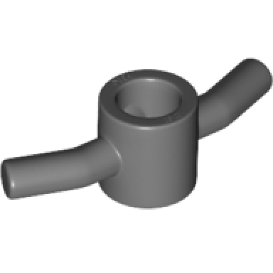 dark bluish gray minifigure utensil spiral pole attachment with 2 bent handles and 3 inside ridges