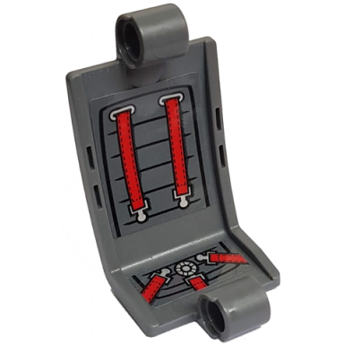 dark bluish gray technic panel curved 3 x 5 x 3 with dark bluish gray cushions and red seat belts on inside pattern stickers - set 42057