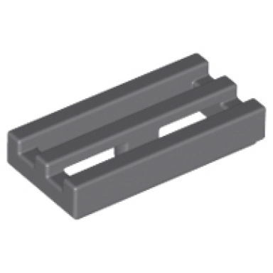 dark bluish gray tile modified 1 x 2 grille with bottom groove