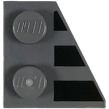 wedge plate 2 x 2 right with 3 black stripes pattern