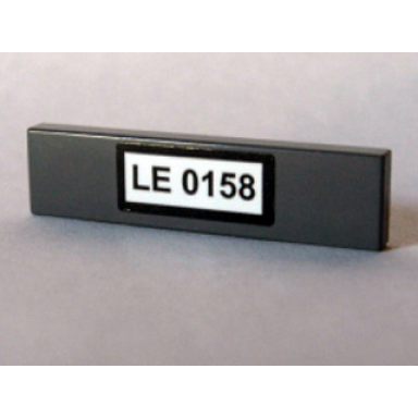 dark bluish gray tile 1 x 4 with le 0158 pattern sticker - set 10184