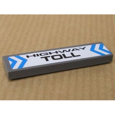 dark bluish gray tile 1 x 4 with highway toll and blue chevrons pattern sticker - set 8147