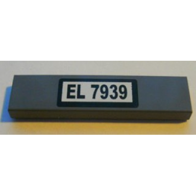 dark bluish gray tile 1 x 4 with black el 7939 on white background pattern sticker - set 7939