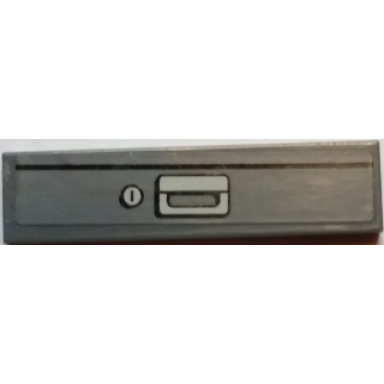dark bluish gray tile 1 x 4 with black line door handle and key lock pattern model right side sticker - set 60027