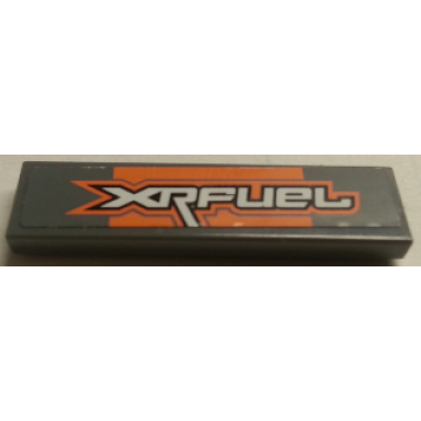 dark bluish gray tile 1 x 4 with white xrfuel with orange outline on dark bluish gray background pattern sticker - set 8154