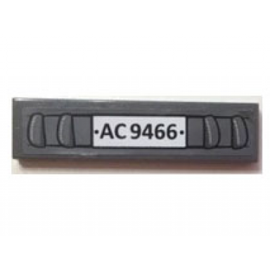 dark bluish gray tile 1 x 4 with car bumper and ac9466 pattern sticker - set 9466