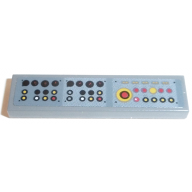 dark bluish gray tile 1 x 4 with control panel with red and yellow buttons pattern sticker - set 42100