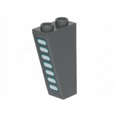 dark bluish gray slope inverted 75 2 x 1 x 3 with sw darth vaders castle wall lights pattern sticker - set 75251