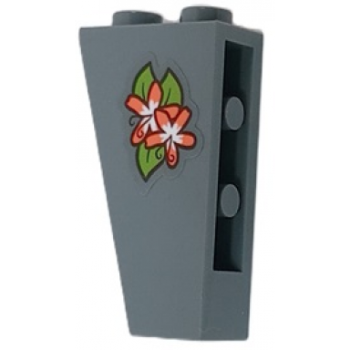 slope inverted 75 2 x 1 x 3 with coral and white flowers and lime leaves pattern sticker - set 41432