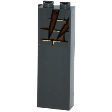 dark bluish gray brick 1 x 2 x 5 with bricks and 2 broken wooden boards on right pattern sticker - set 79014