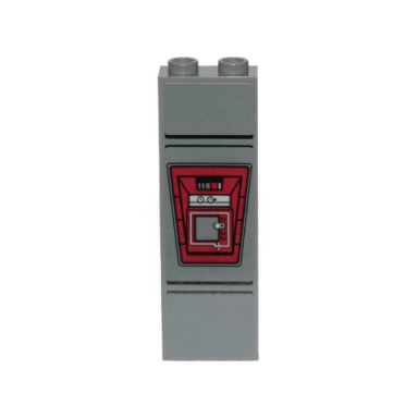 dark bluish gray brick 1 x 2 x 5 with sw cloud city dark red control panel pattern sticker - set 75222