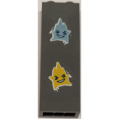 dark bluish gray brick 1 x 2 x 5 with sand blue and yellow kryptomites pattern stickers - set 41237