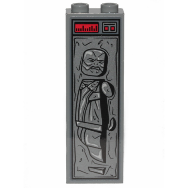 dark bluish gray brick 1 x 2 x 5 with mythrol in carbonite with red buttons pattern sticker - set 75292